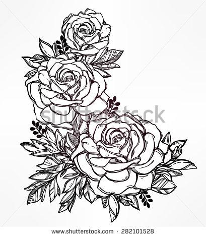 409x470 Blue Roses Drawing Vintage