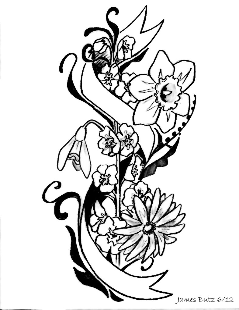786x1017 The Bend Detail Flower Tattoo Drawings