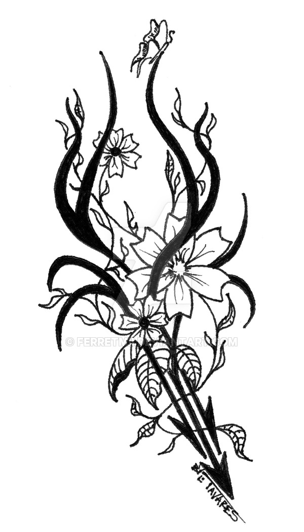 600x1049 Tribal Flower By Ferretmii