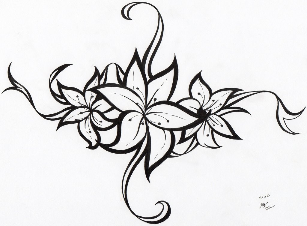 1024x753 Floral Tribal Dragon Tattoos