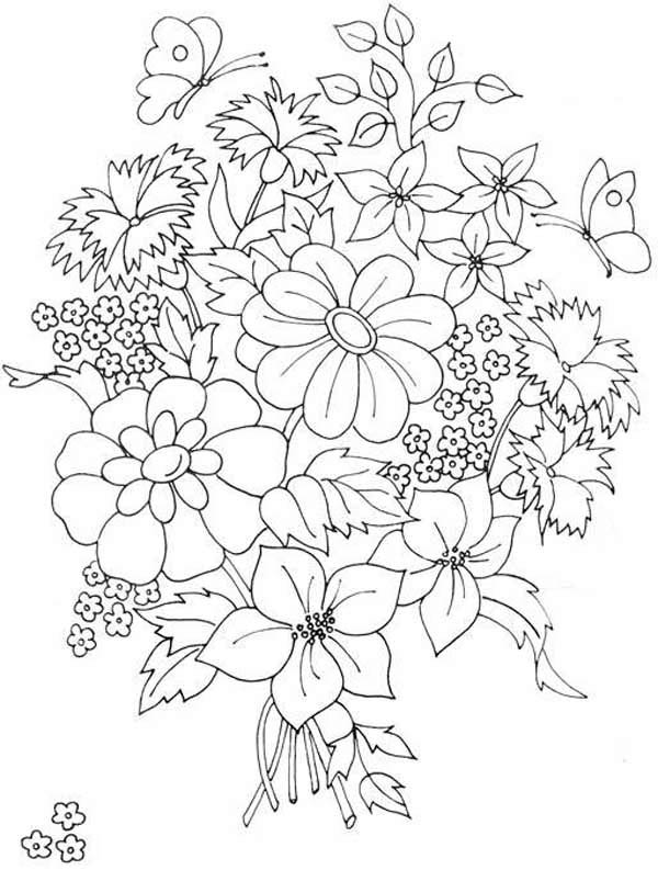 600x793 Bunch Of Flowers Drawing Colour