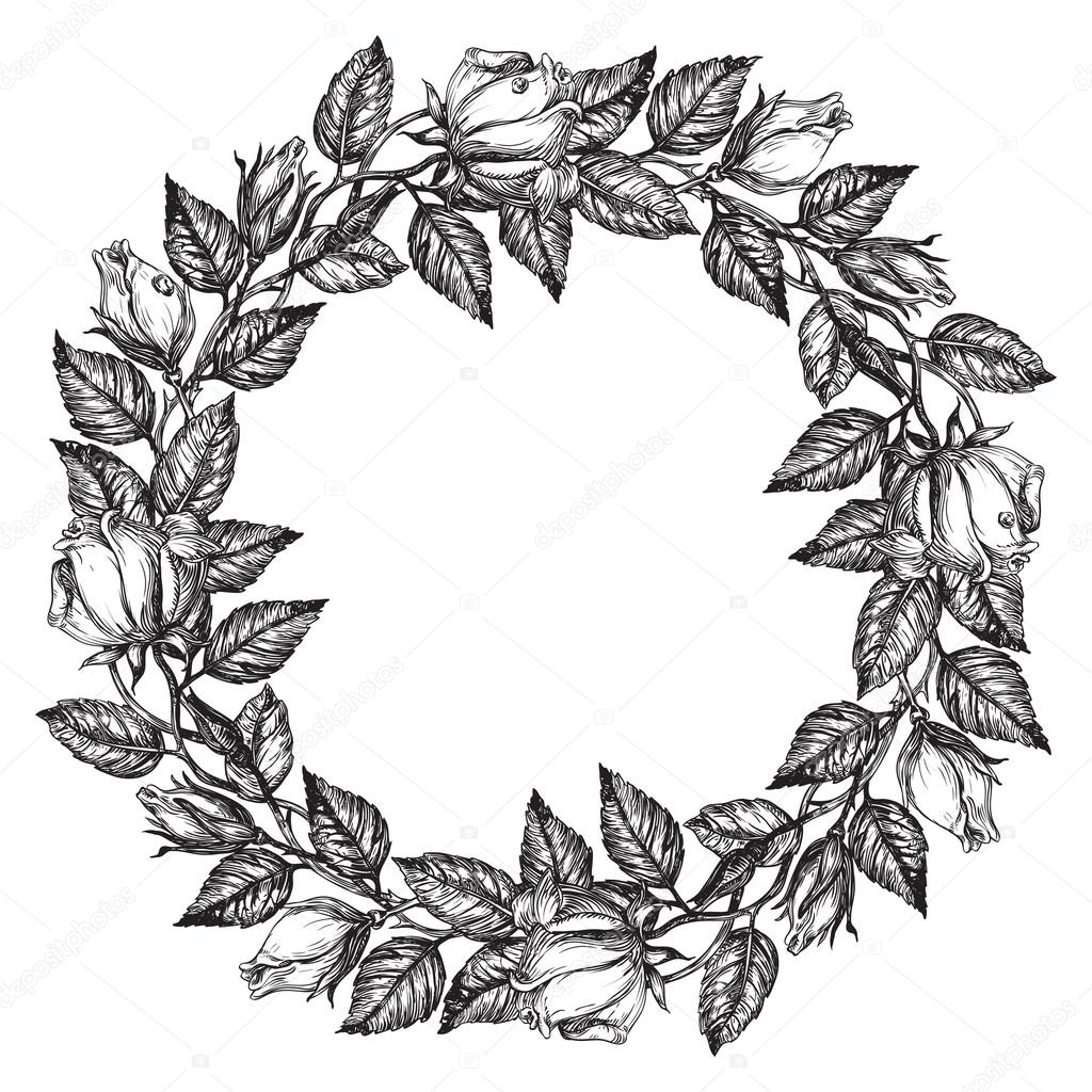 1024x1024 Rose Flower Wreath Stock Vector Song Mi