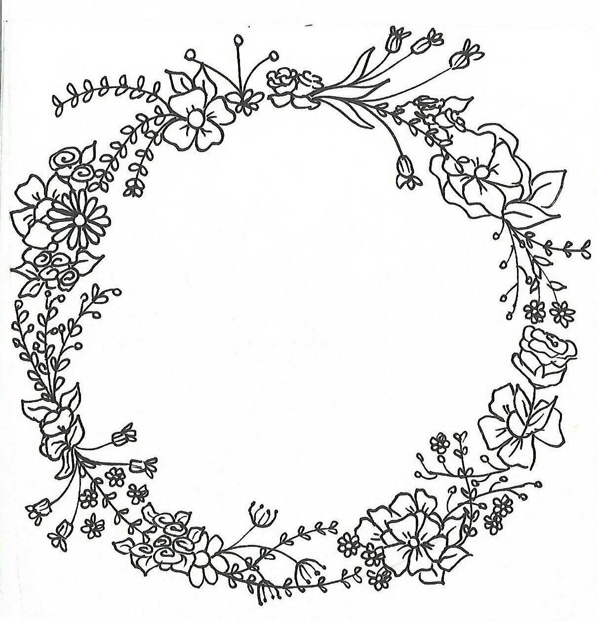 1209x1259 Wreath Mandalas For Paint Hand Drawing Hand Drawn Flowers Drawing