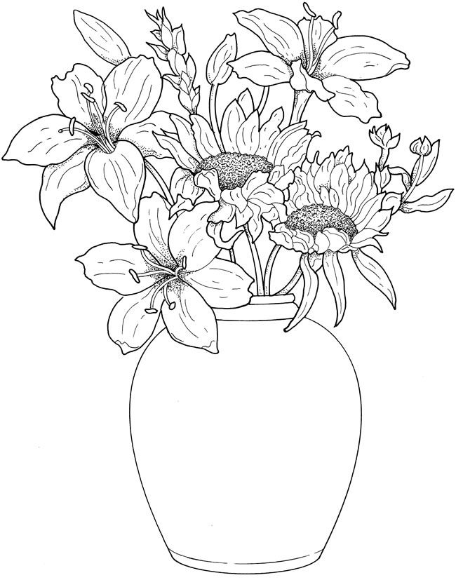 650x827 Drawn Plant Flower Arrangement