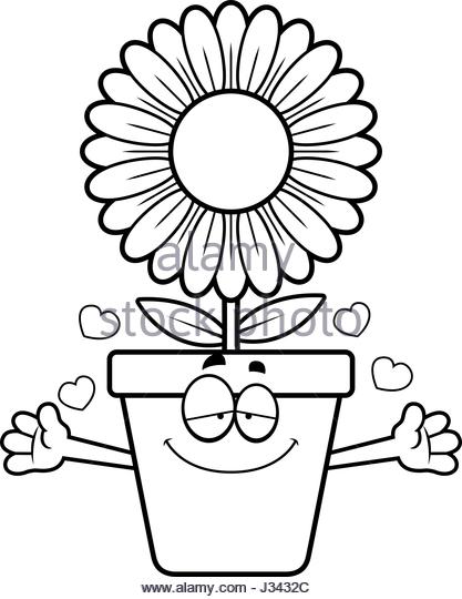 417x540 Illustration Cartoon Flower Pot Black And White Stock Photos