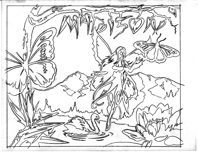 650x500 Pencil Drawing Of Flowers And Butterflies