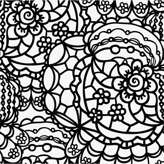 650x651 Hand Painted Black Flower Vines, Hand Drawn Flowers, Leaf, Circle