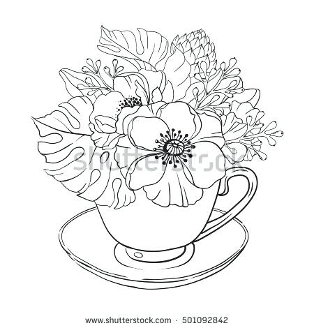450x470 Bouquet Of Flowers Coloring Pages Free Flower Bouquet Coloring