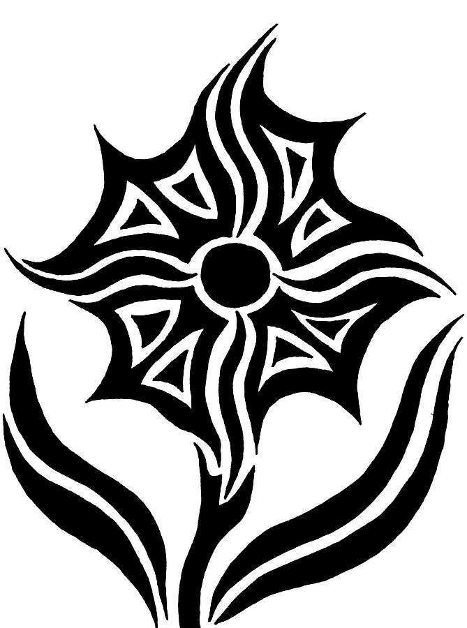 669x900 Ink Flower Drawing By Beth Akerman