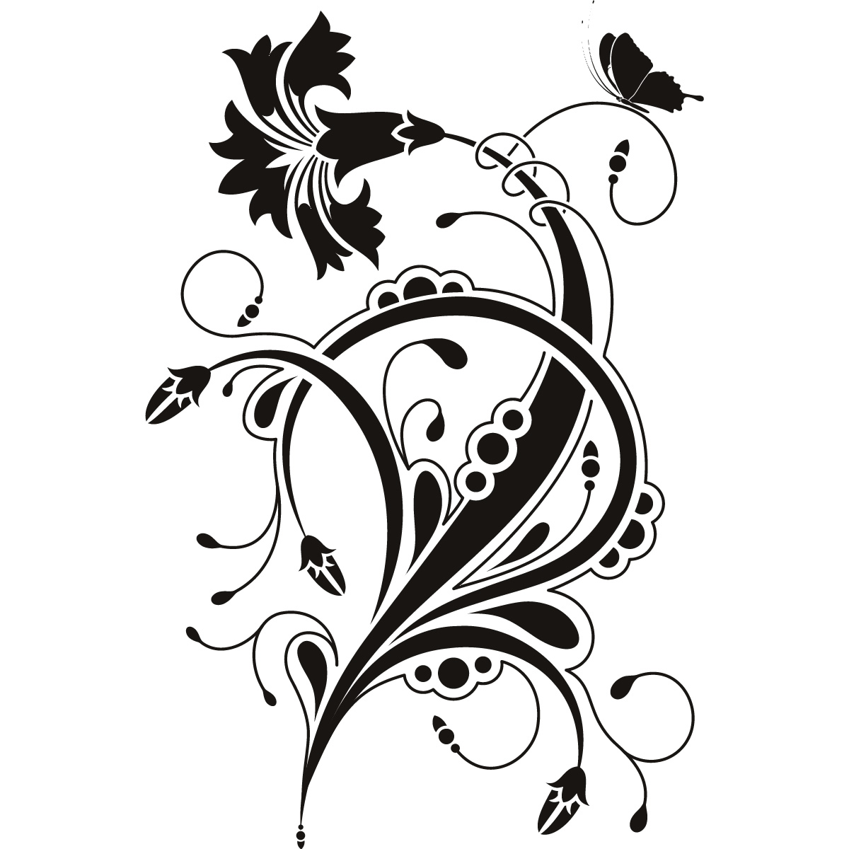 1200x1200 Line Art Flower Design Clipart
