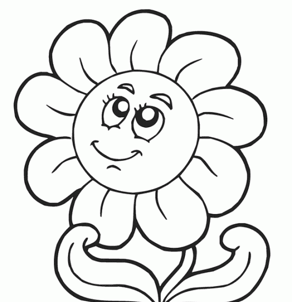580x600 Drawing For Children To Colour Flowers Drawing For Kids Free