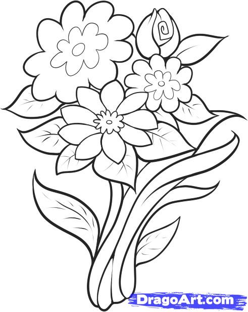 491x617 How To Draw A Bouquet, Step By Step, Flowers, Pop Culture, Free