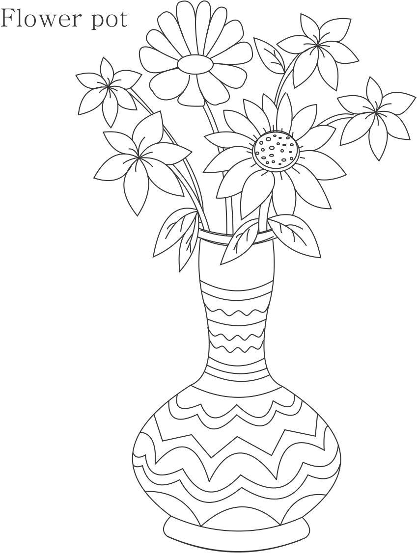 849x1127 Flower Pot Drawing Picture