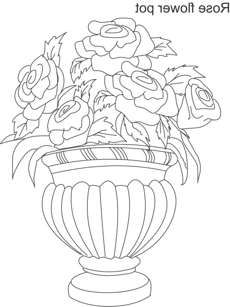 769x1024 Pencil Drawing Of Flowers In Flower Pot Flower Pot Pencil Drawing