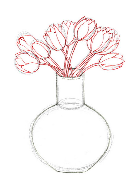 459x618 Draw Flowers In A Vase