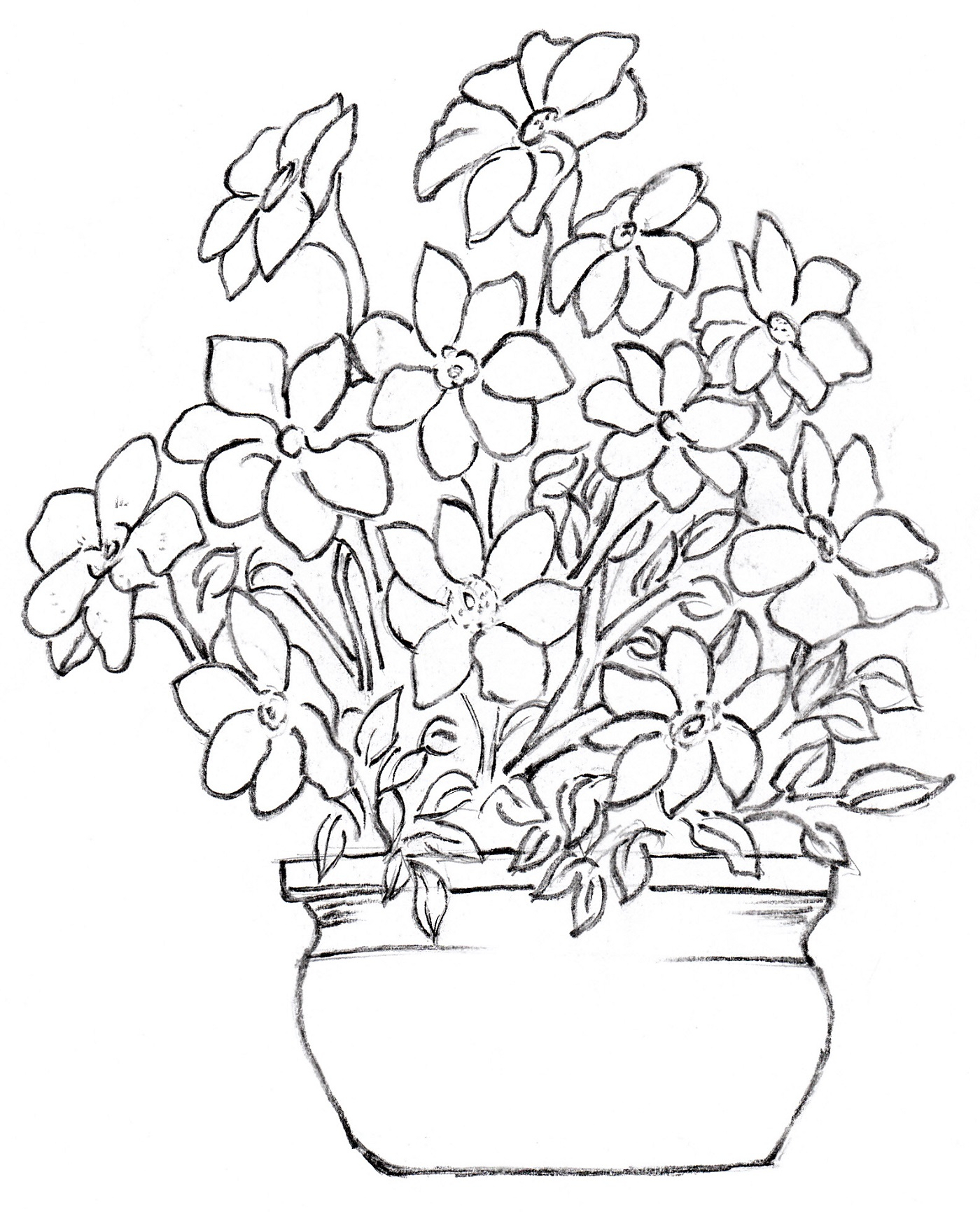 Flowers In Vase Drawing at GetDrawings | Free download