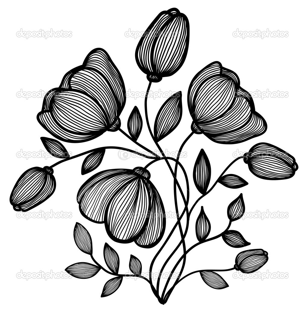 1011x1023 Abstract Line Drawings Of Flowers