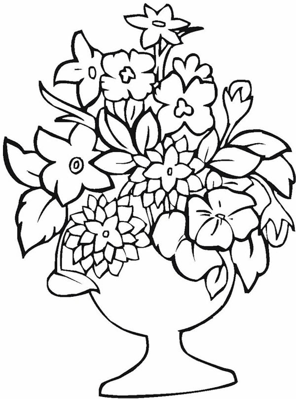 600x808 How To Draw Flower Vase Coloring Page Coloring Sky