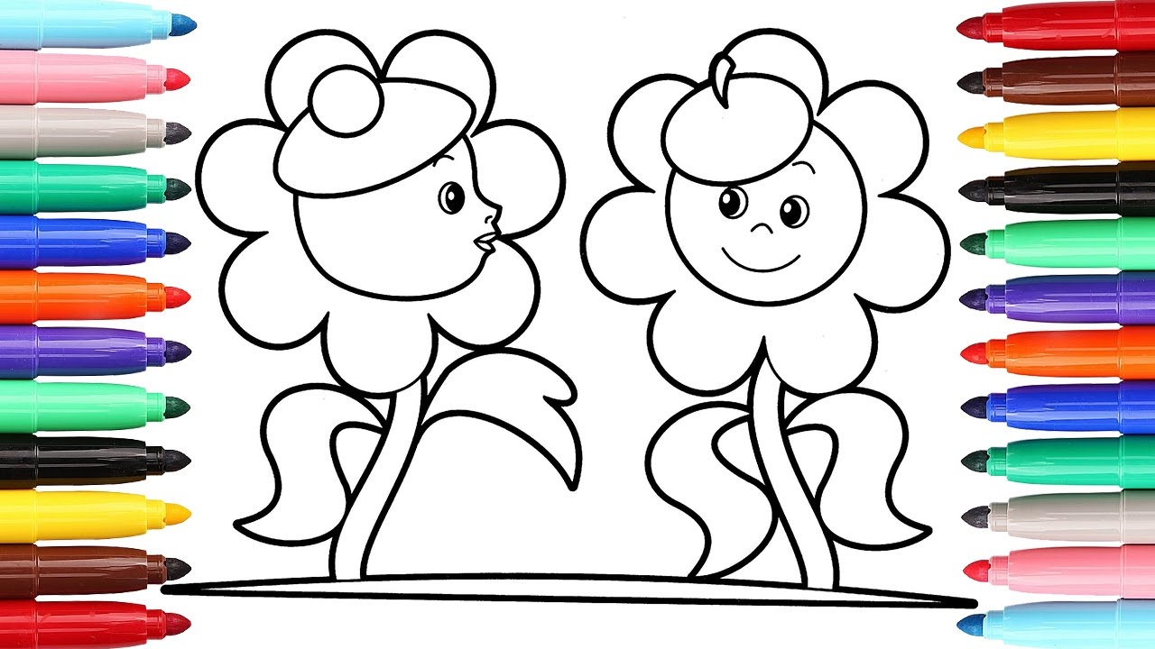 1280x720 Flower And Butterfly Coloring Book And Drawing Videos For Kids