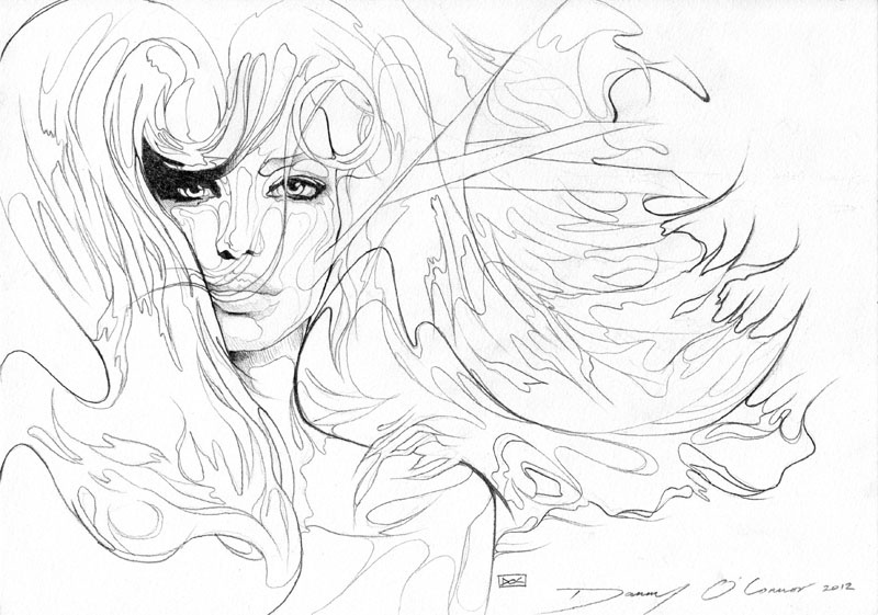 800x561 Sketch Of Girl With Flowing Hair