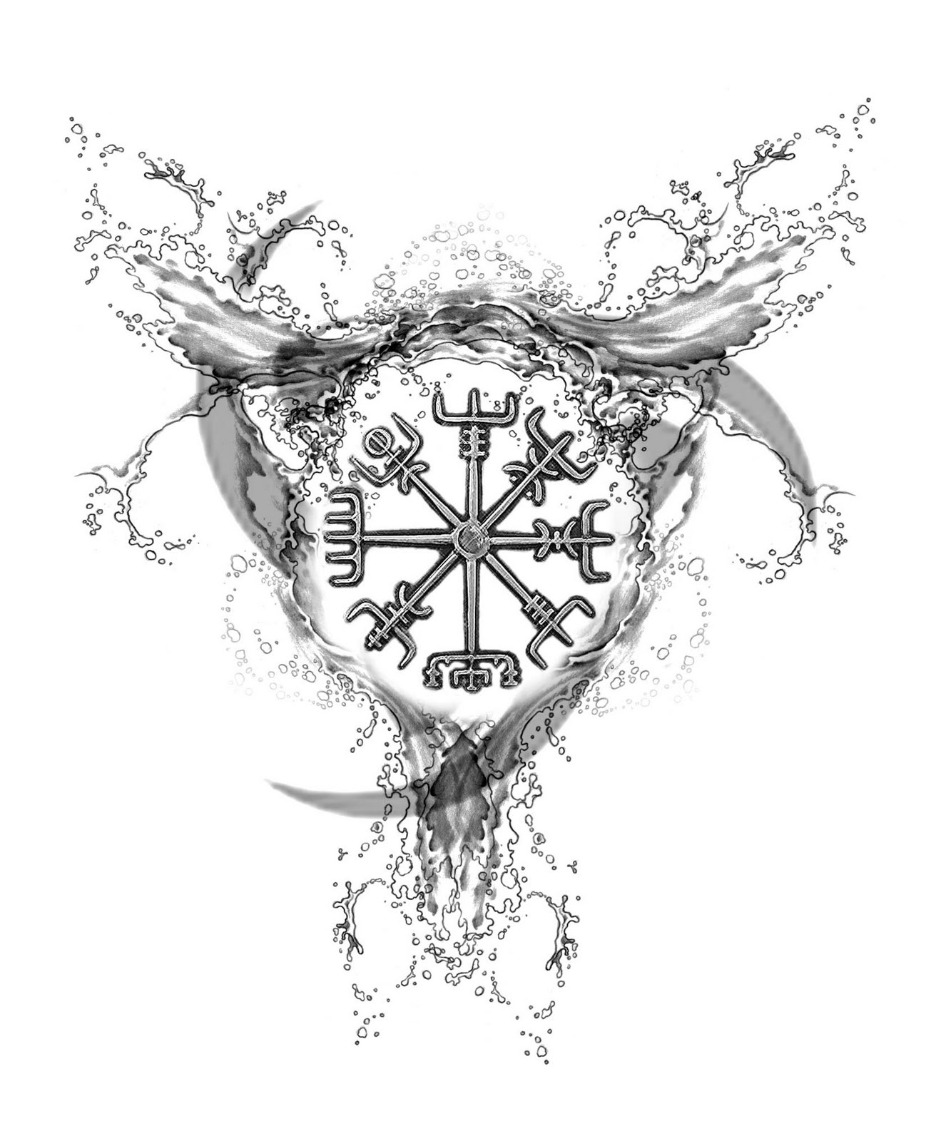 1312x1600 Viking Water Compass Tattoo Design