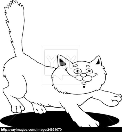 473x512 Running Fluffy Cat For Coloring Vector