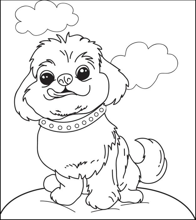 625x700 Free, Printable Fluffy Puppy Dog Coloring Page For Kids