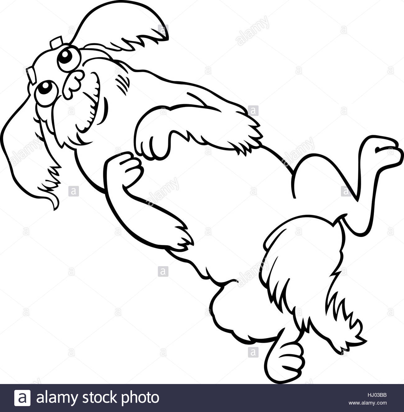 1300x1325 Cartoon Illustration Of Happy Fluffy Dog Or Pekingese For Coloring