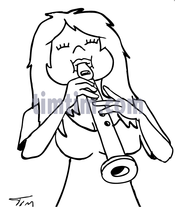 567x670 Free Drawing Of Flute Player From The Category Music Amp Bands