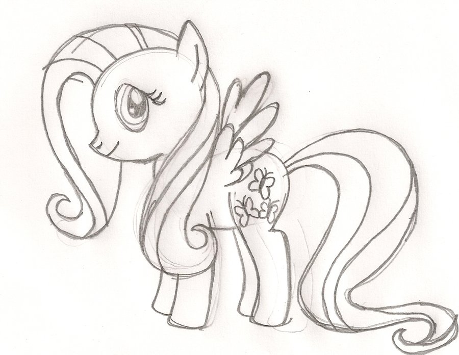 900x696 Fluttershy Sketch By Snowfox4