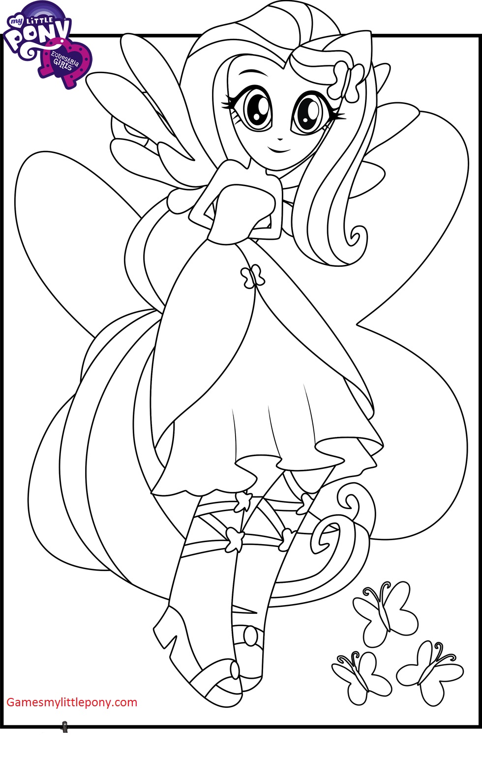 980x1587 Equestria Girls Fluttershy Coloring Page