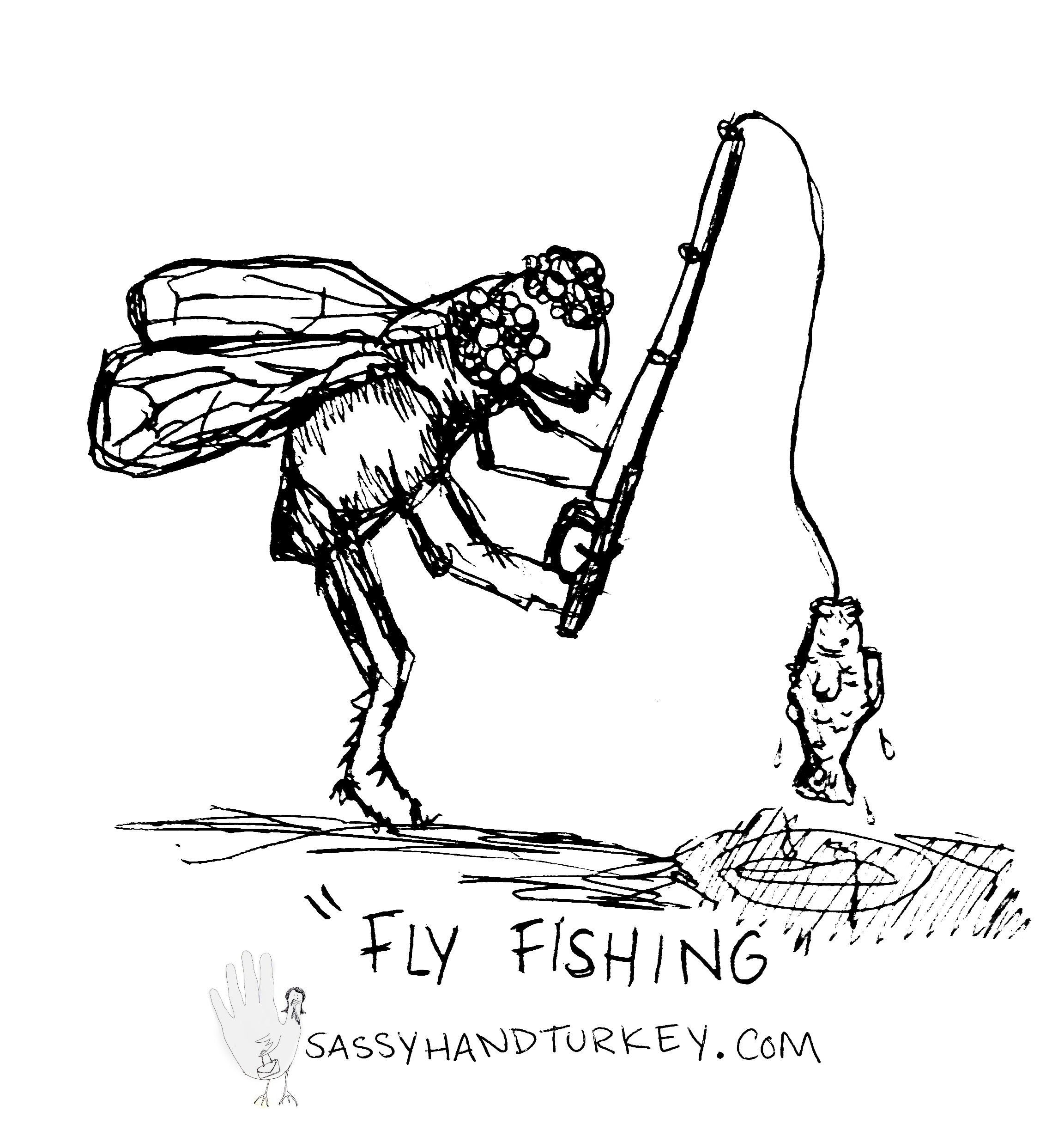 2304x2473 A Fly Fishing Sassy Hand Turkey