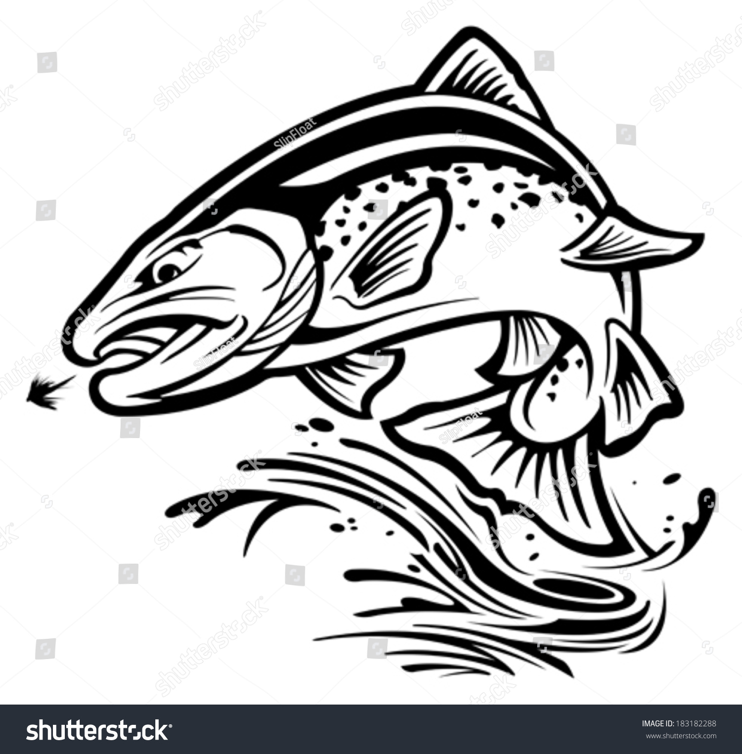 1500x1525 Trout Line Drawing Trout Stock Vector 183182288 Shutterstock