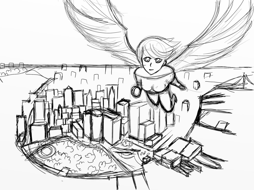 1032x774 Flying Angel Sketch By Alienwizard313