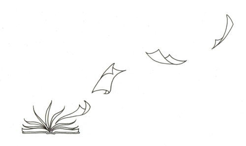 500x298 Flying Pages Tattoo Line Art Reading Addict Tattoo