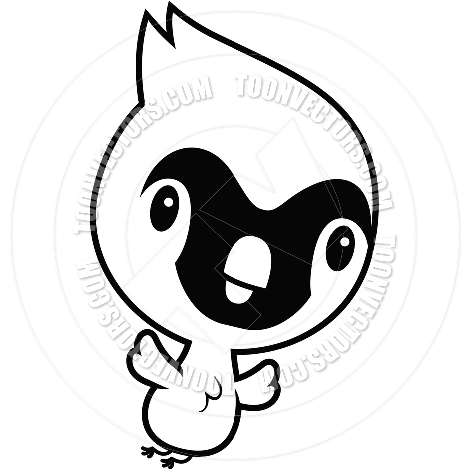 940x940 Cartoon Cardinal Flying (Black And White Line Art) By Cory Thoman
