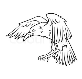 320x308 Vector Drawing A Flying Crow Stock Vector Colourbox