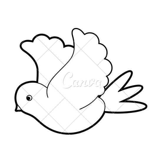550x550 Sketch Silhouette Image Side View Dove Bird Flying