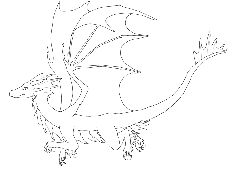 900x675 Flying Dragon Lineart By Dragongirl00