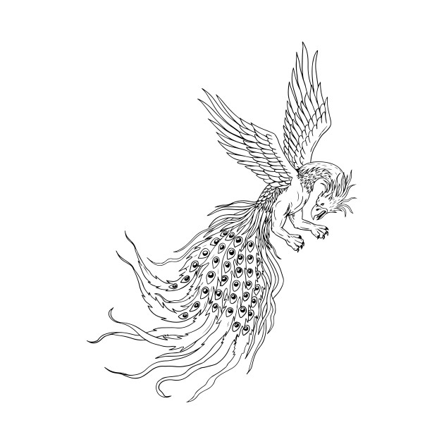 630x630 Simorgh Or Simurgh Flying Drawing