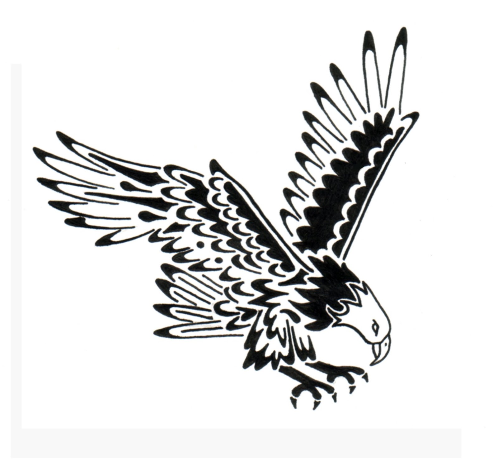 1600x1496 Black Tribal Flying Eagle Tattoo Design