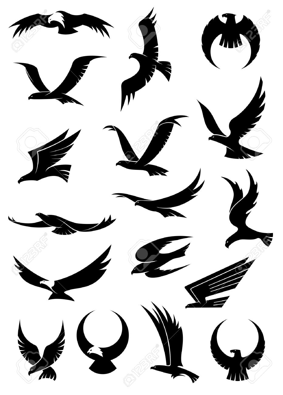 932x1300 Flying Eagle, Falcon And Hawk Icons Showing Different Wing