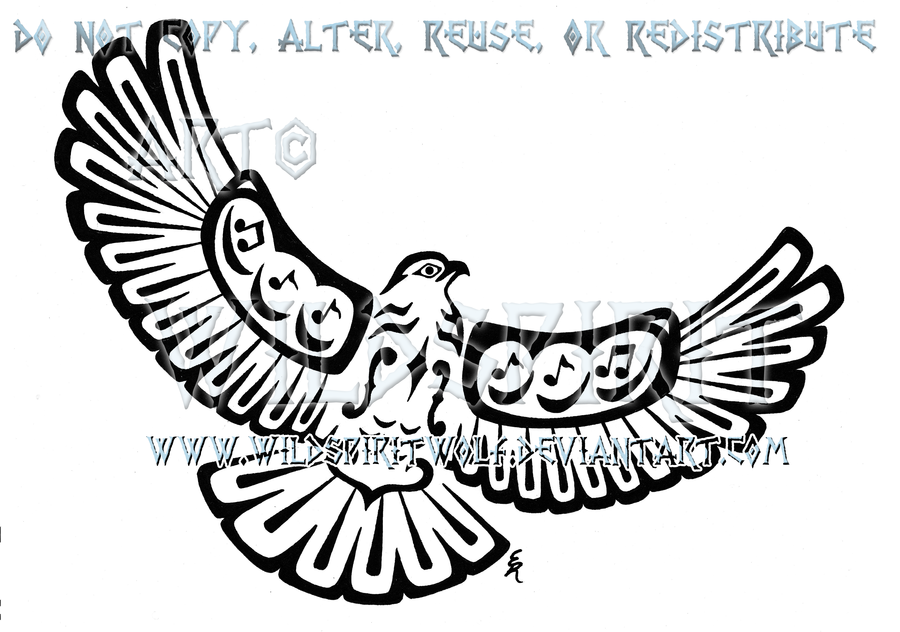 900x632 Musical Pacific Northwest Hawk Tattoo By Wildspiritwolf