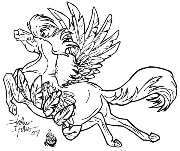 600x503 Flying Horse Lineart By Beautygirl1510
