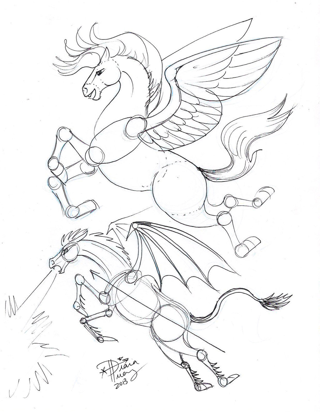 1024x1319 Draw Flying Horse By Diana On @