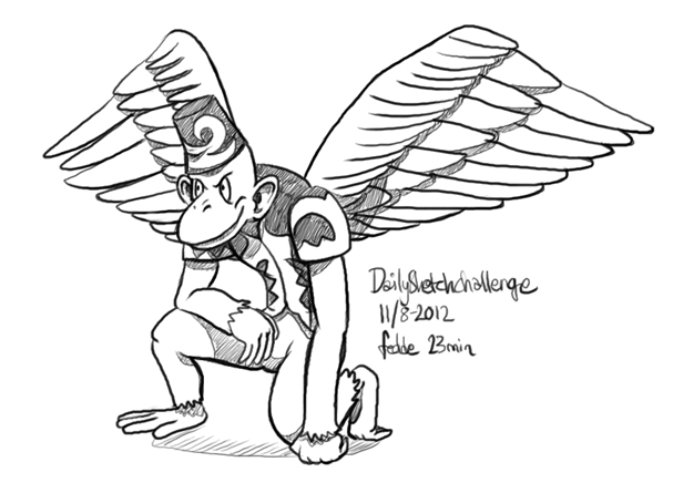 607x445 Flying Monkey Drawing