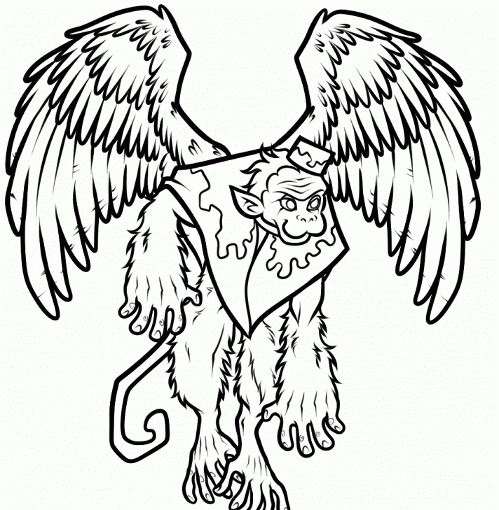 712x729 Wizard Of Oz Flying Monkeys Coloring Pages Allmadecine Weddings