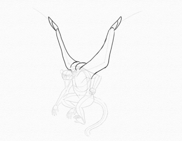 600x466 Fly, My Pretty! How To Draw A Winged Monkey Step By Step