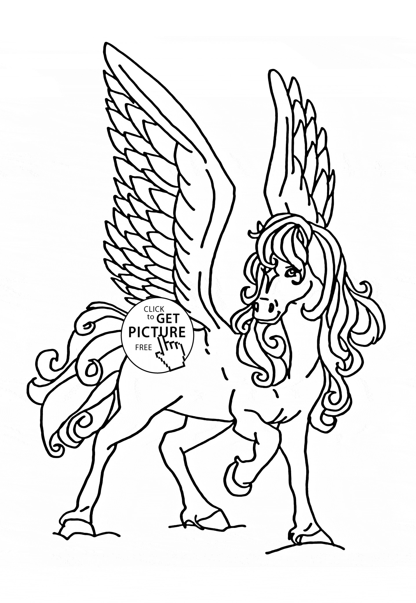 1436x2080 Flying Horse Coloring Book