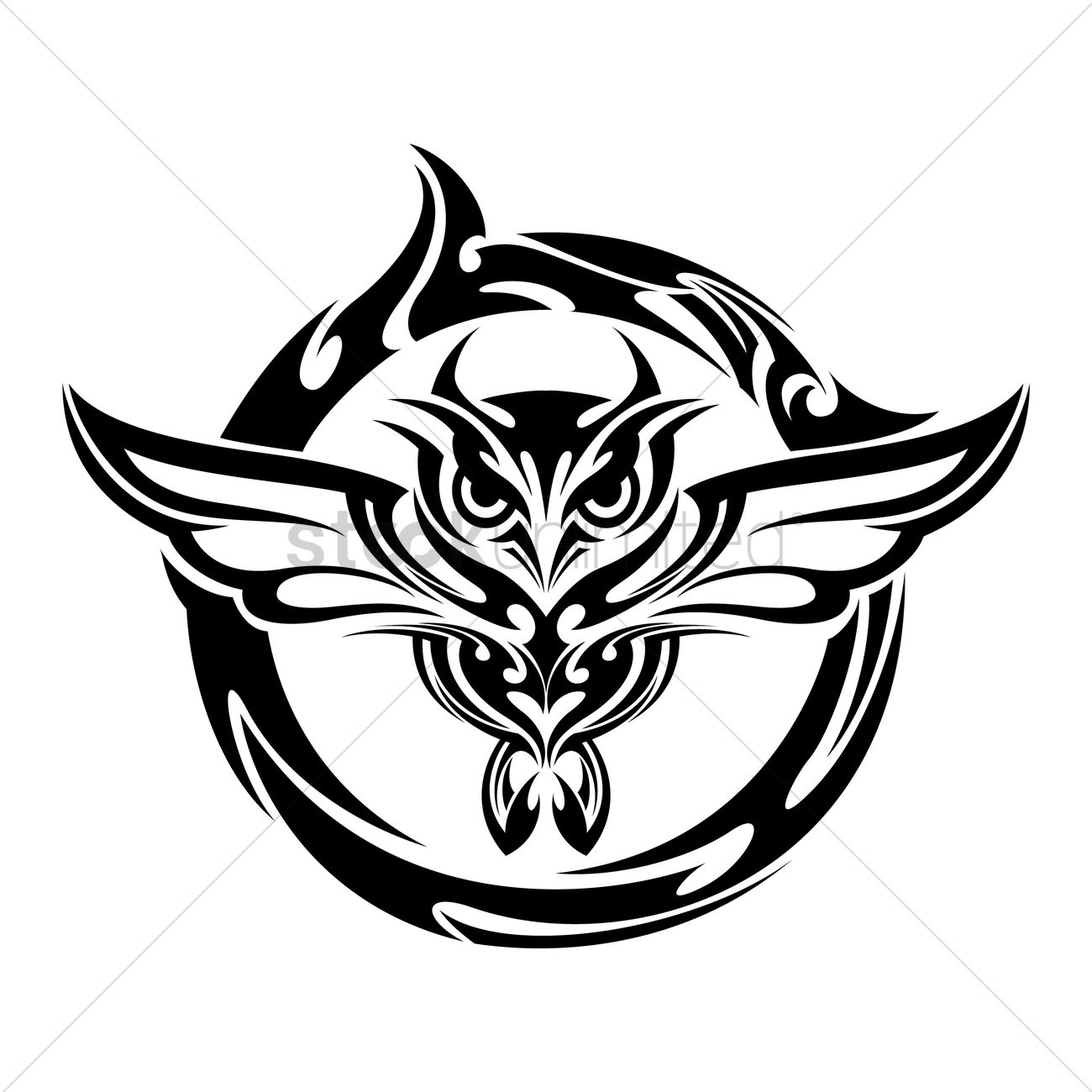 1300x1300 Owl Tattoo Vector Image